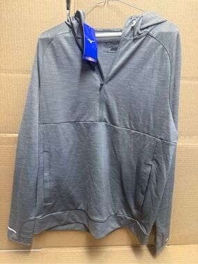 New Mizuno Light Gray Quarter-Zip Pull-up